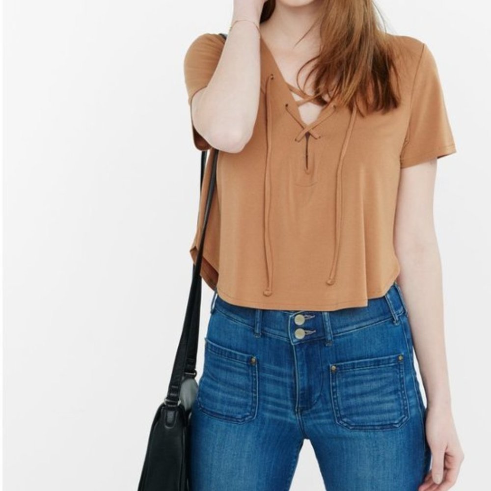 Express One Eleven Lace Up Boxy Tee